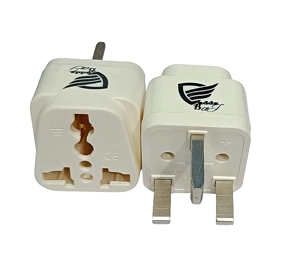 Vadda Bai India to UK Converter Plug Adapter for Indian Pins to UK, UAE, Hong Kong, Dubai, Malaysia, Singapore - UK Adapter Plug - Type G Adapter - Flat Pin Plug - 2 Pack - White