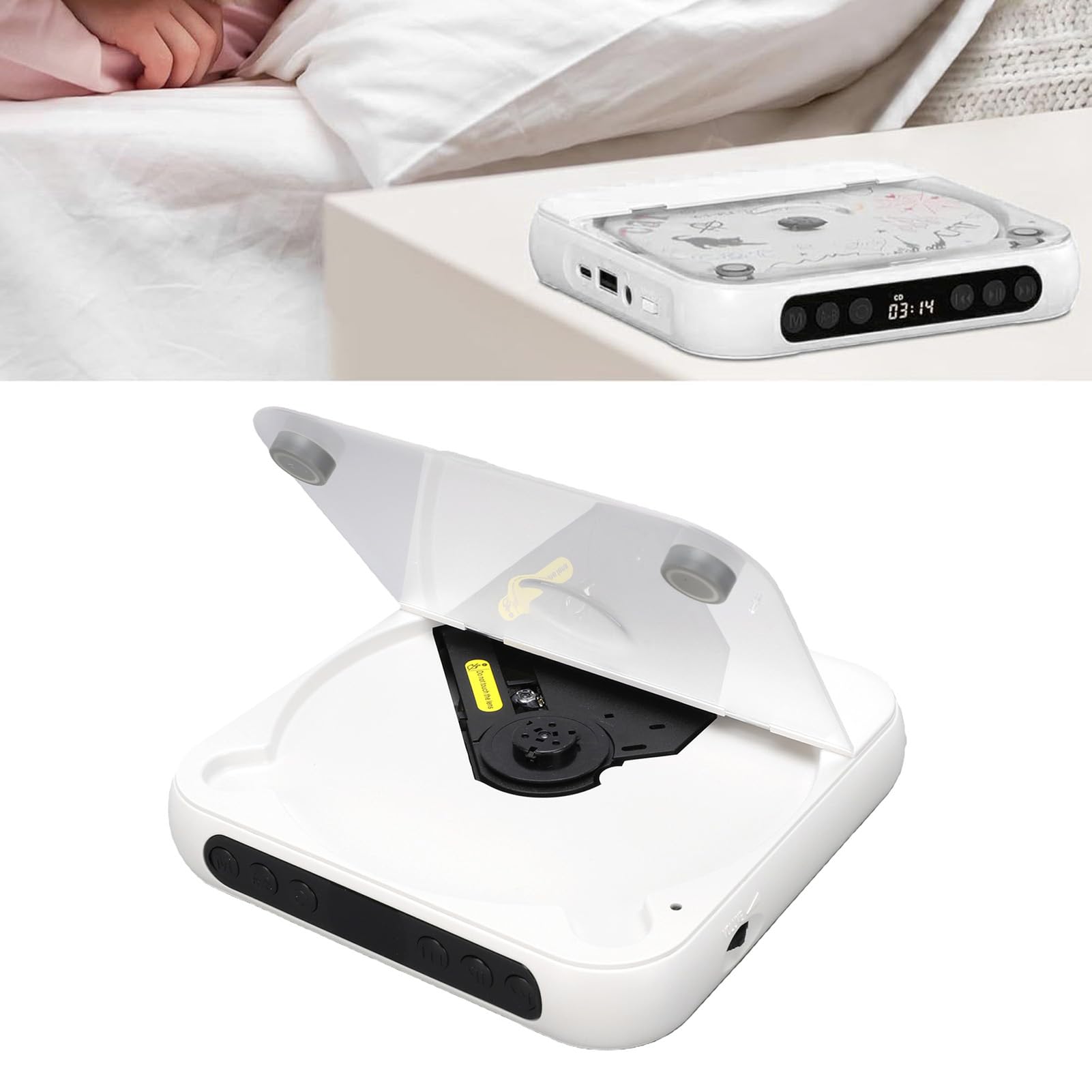 Audio ad alta fedeltà Lettore musicale Bluetooth CD doppie cuffie batteria agli ioni di litio leggera compatta da 2000 mAh per le avventure all'aria aperta