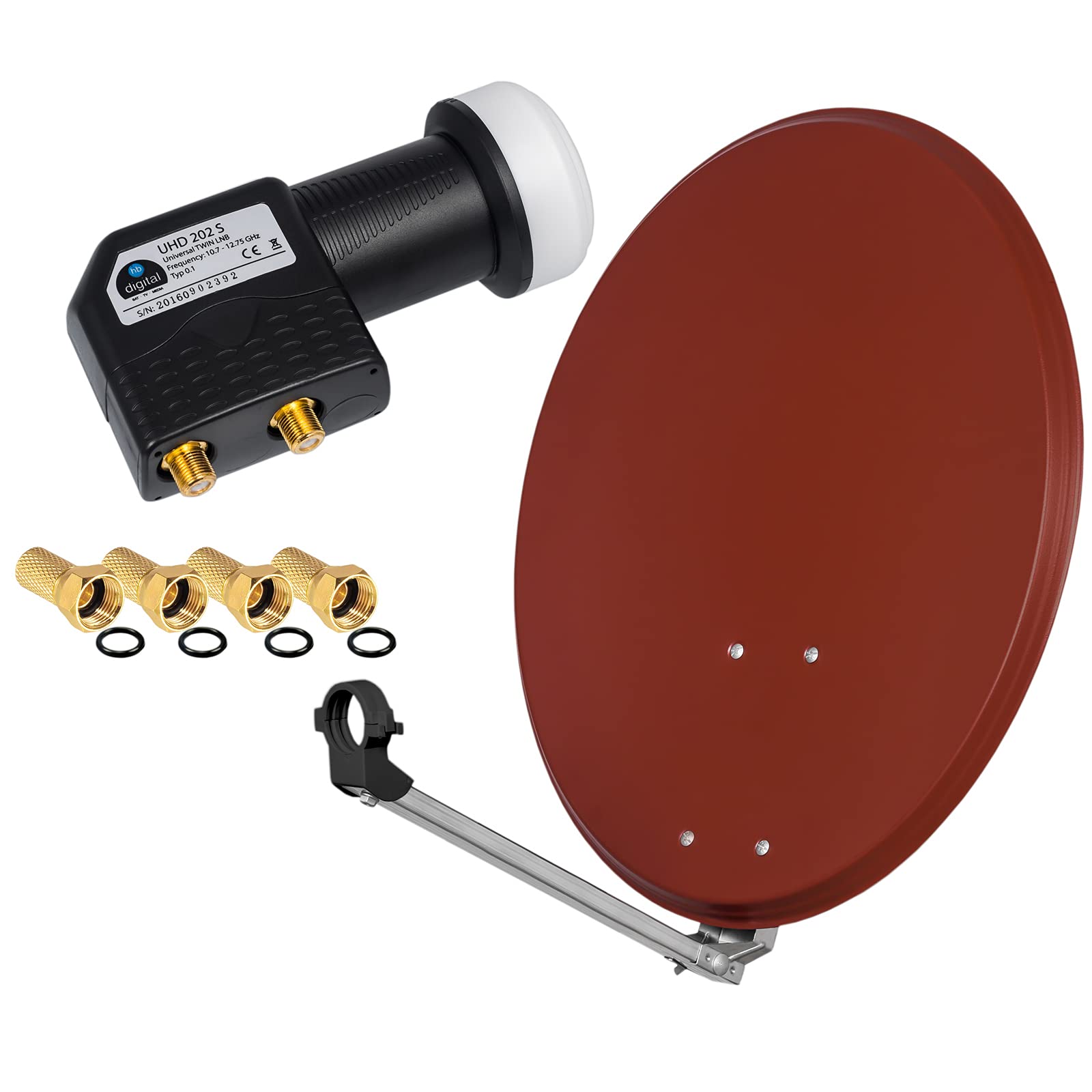 Kit Satellite HD 60 Cm Con LNB Twin - Per Ricezione DVB-S/S2, Full HD, 4K UHD, Per 2 Utenti, Con Connettori Oro - Foto 5