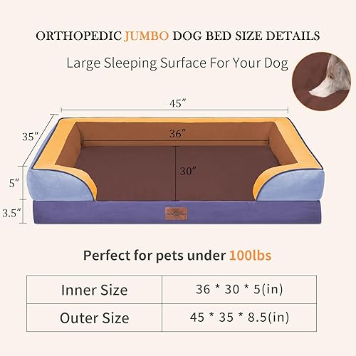 Miniatura 396 de Comfort Expression - Cama ortopédica para perros extragrandes, 53 x 42 pulgadas, cama impermeable y de apoyo de espuma con cojines removibles, con