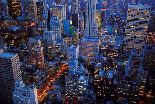Poster New York City bleu nuit grand format 91.4x61 cm décoration murale salon Manhattan