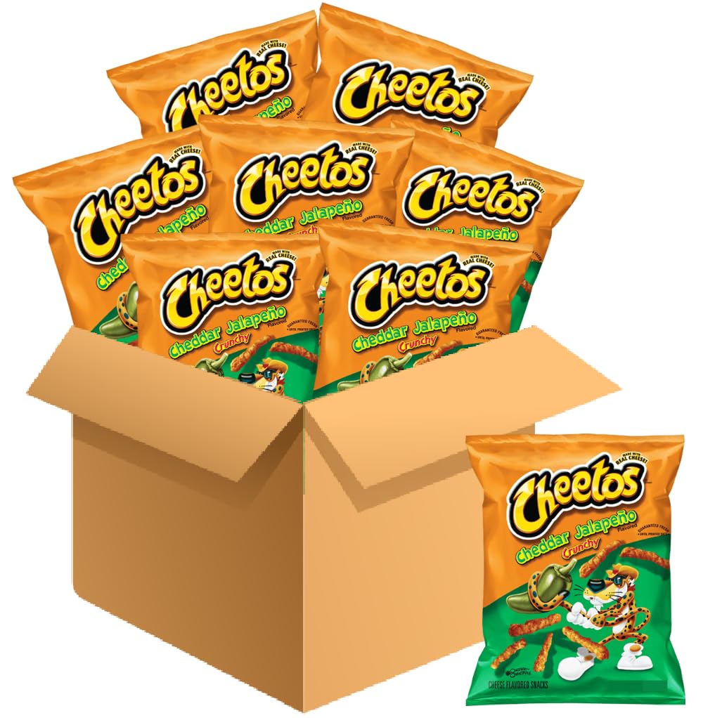Cheetos Crunchy Cheddar Jalapeno Cheese Flavored Snacks, 2 Ounce (Pack of 8)