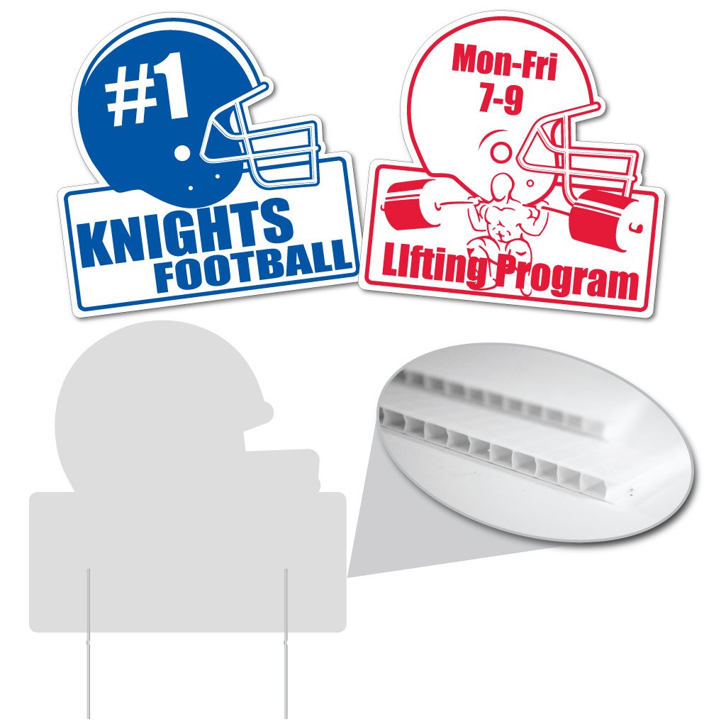 VictoryStore Yard Sign Outdoor Lawn Decorations: Football Helmet Yard Sign 22 inches Corrugated Plastic Blanks 4 Millimeters Thick