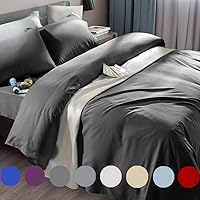 SONORO KATE Queen 6-Pc Microfiber Sheet Set 1800 Thread Count Ultra Soft Deep Pocket 18-24" Wrinkle-Free Dark Grey