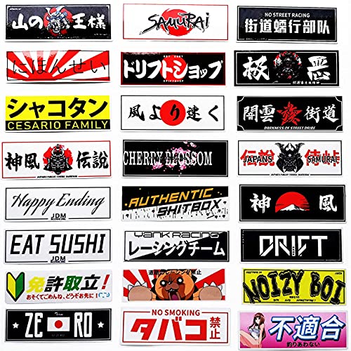 MiroSan 36Pcs Funny JDM Decals Japanese Vinyl Drift Slap JDM Car Stickers Window Banners Drag Racing...