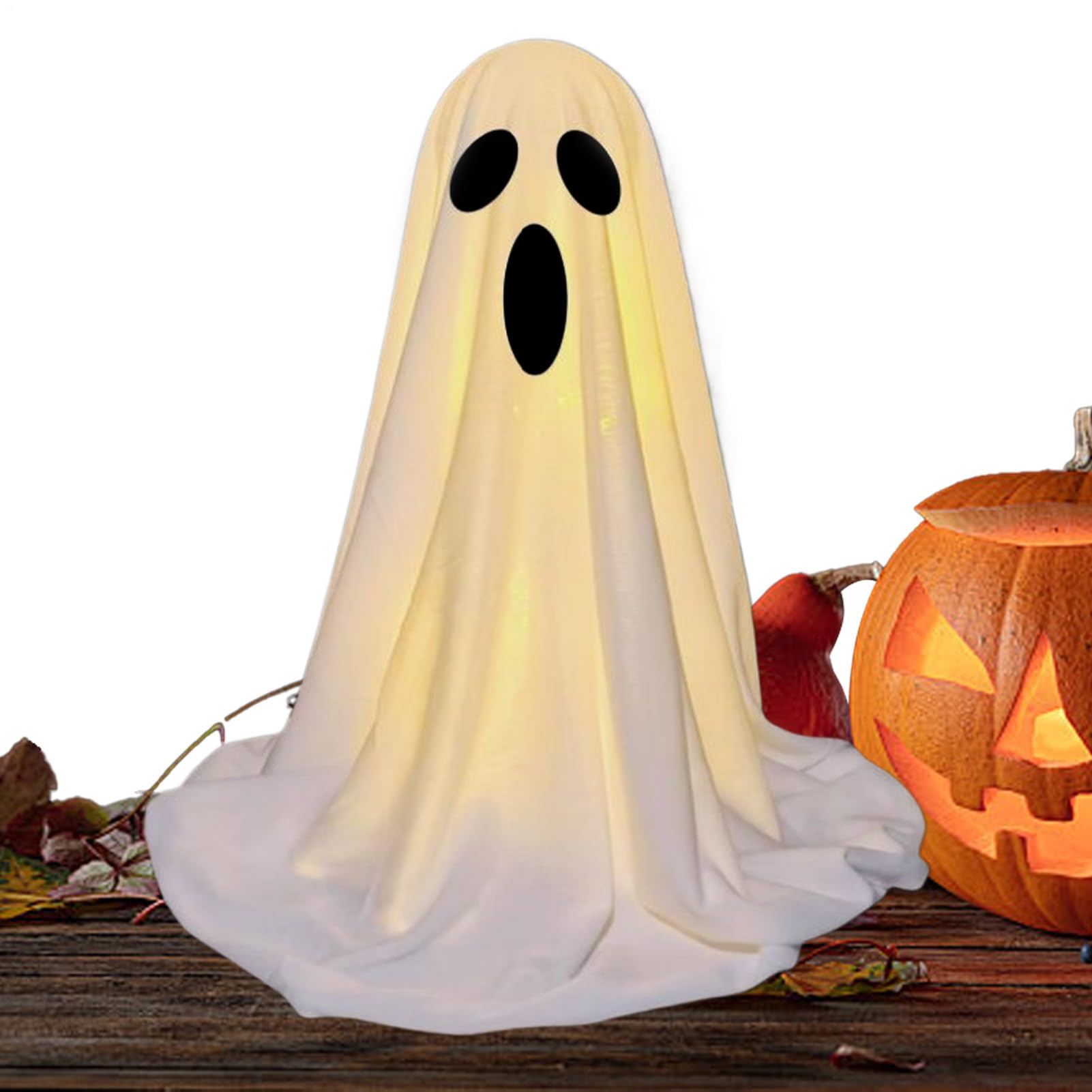 Fantôme lumineux d'Halloween avec guirlande LED pour déco extérieure et table