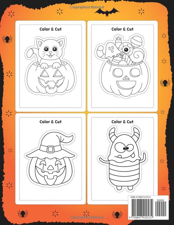 Halloween Scissor Skills Activity Book for Kids: A Fun Cutting and Coloring Practice Workbook for Beginner Children Preschool Kindergarten Toddlers with Cute Halloween Best Gifts For Boys And Girls image 3