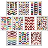 Jazzstick 10-Sheet Valentines Heart Stickers Glitter Red & Colors Value Pack Bulk 05