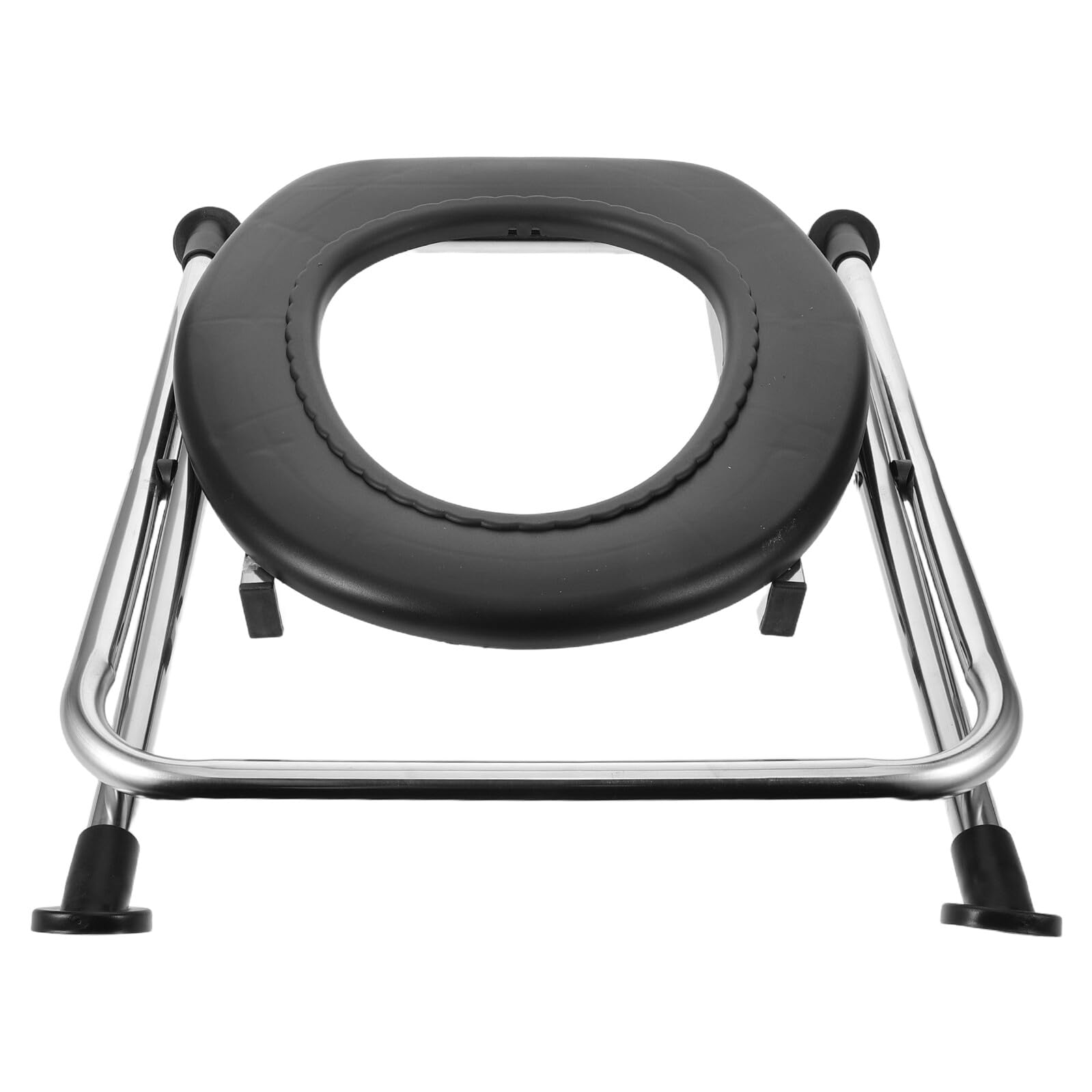 Tabouret de toilette pliable noir avec siège ergonomique sur roulettes