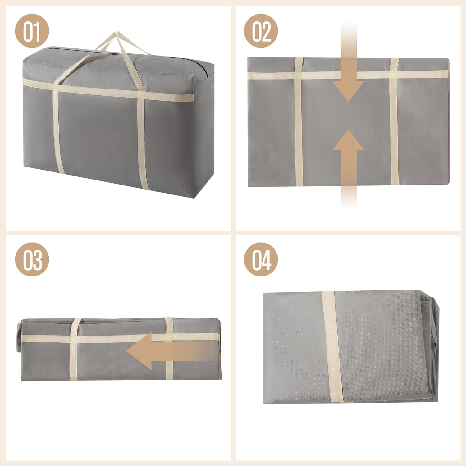 Foldable Clothes Storage Bags, Gray, Ultra Sturdy Design with Zipper Closure, Dustproof (brown, 6Pack*230L)