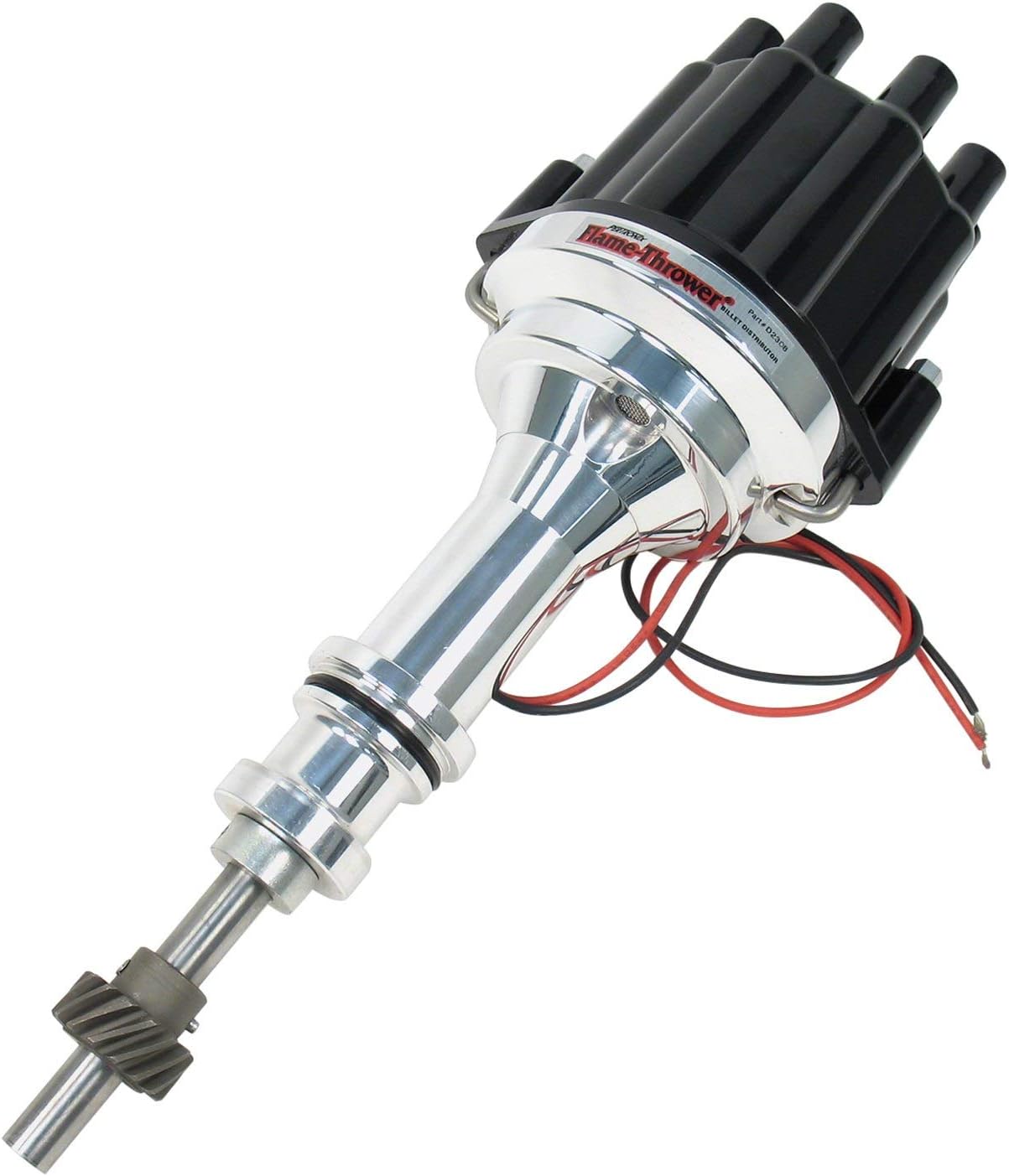 Pertronix D230800 Flame-Thrower Plug and Play Black Cap Marine Billet Electronic Distributor with Ignitor II Technology with Black Cap for Ford 302