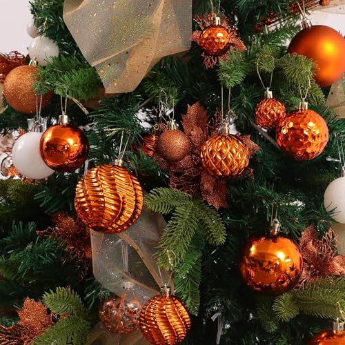 Christmas Balls Ornaments -36pcs Shatterproof Christmas Tree Decorations with Hanging Loop for Xmas Tree Wedding Holiday Party Home Decor,6 Styles in 3 Sizes(Orange) - image 5