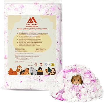 Flintronic 99% Dust-Free Paper Small Pet Bedding with Odor Control, 15L, Hamster Bedding, Small Animal Beddings, Paper Beddings for Rat, Syrian Dwarf, Rabbit, Hamster Hedgehog