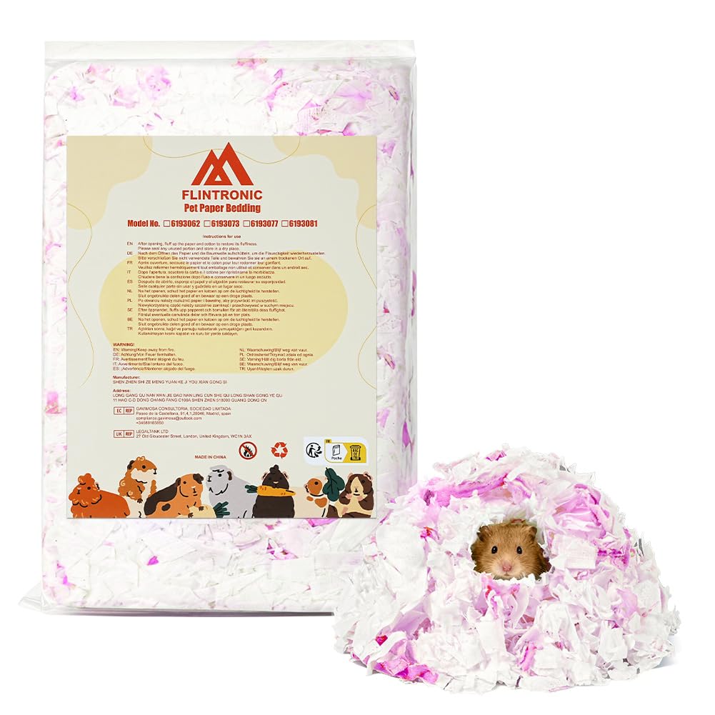 Flintronic 99% Dust-Free Paper Small Pet Bedding with Odor Control, 15L, Hamster Bedding, Small Animal Beddings, Paper Beddings for Rat, Syrian Dwarf, Rabbit, Hamster Hedgehog — image 1