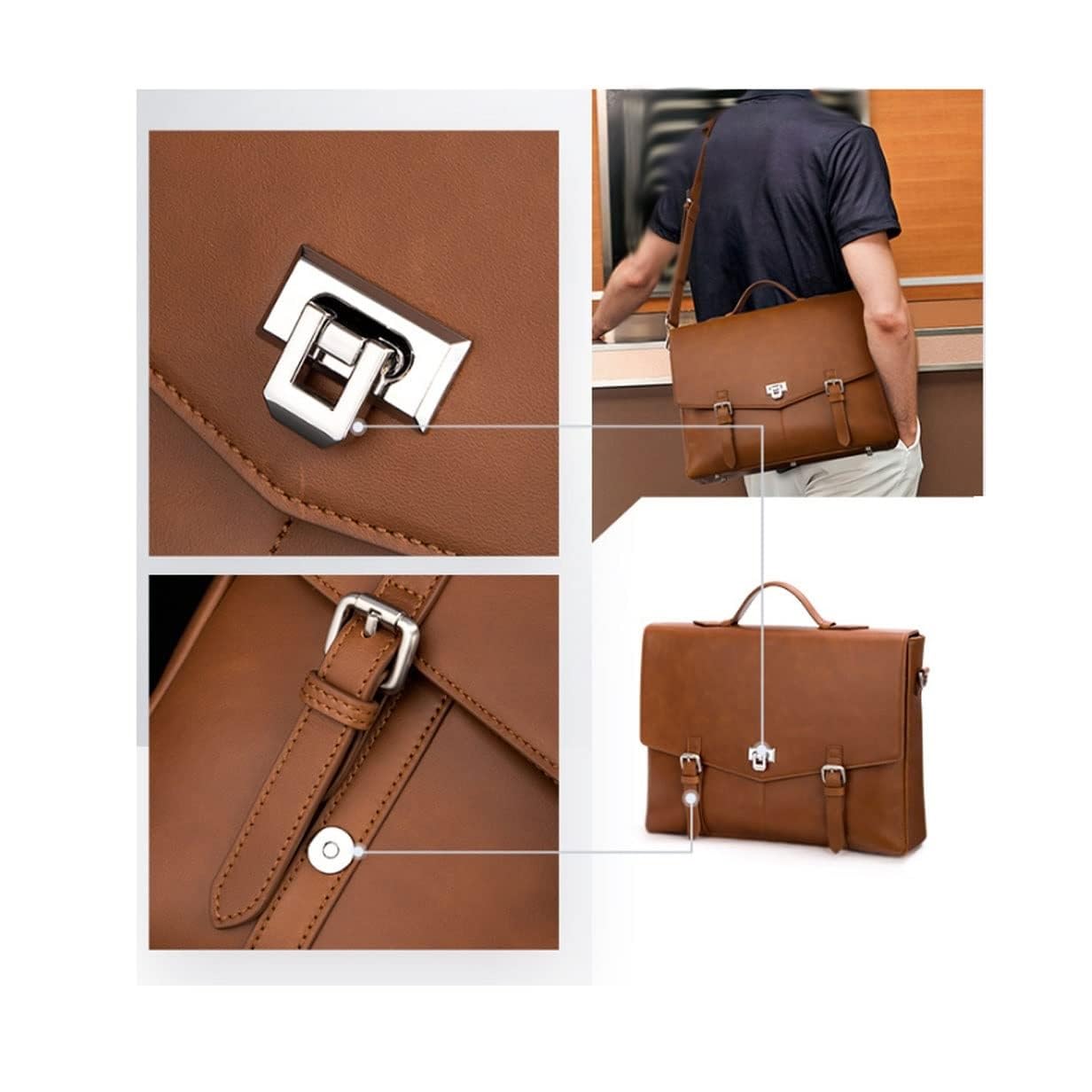 maletin Bolso Messenger for Hombre Cuero Vintage Impermeable
