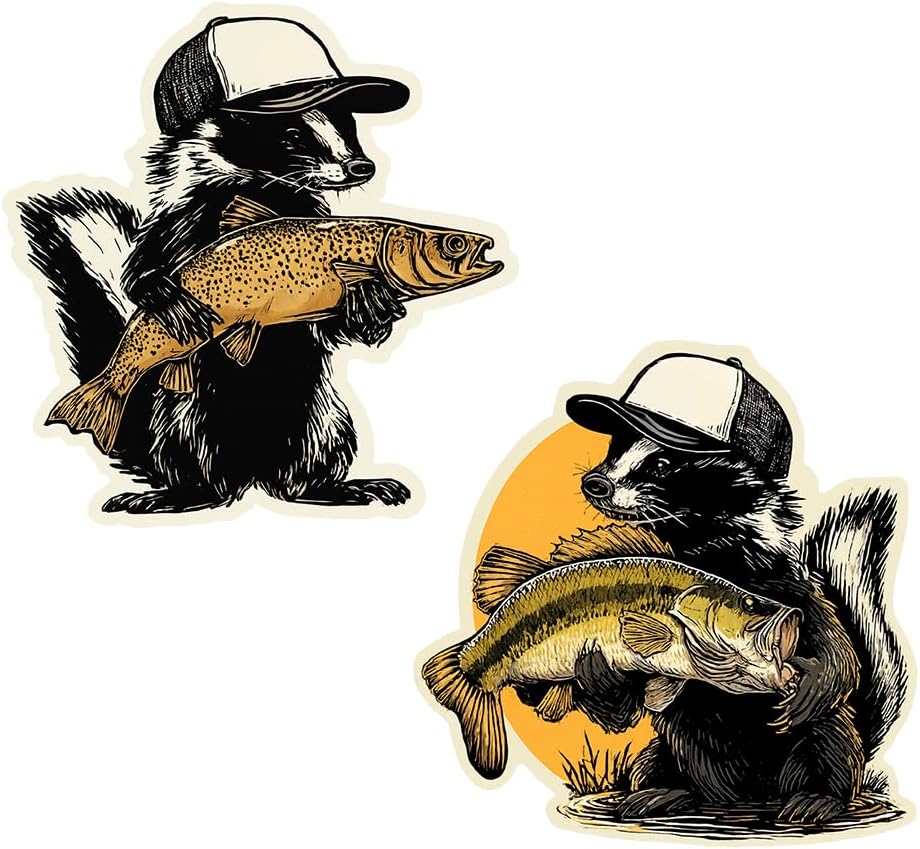 American Badger Whit Fish UV Stickers Peeker Anime Manga Decal Stickers, Ideal for Cars, Laptop, Skateboard, Wall Décor, UV Resistant 2'' x 2.5''