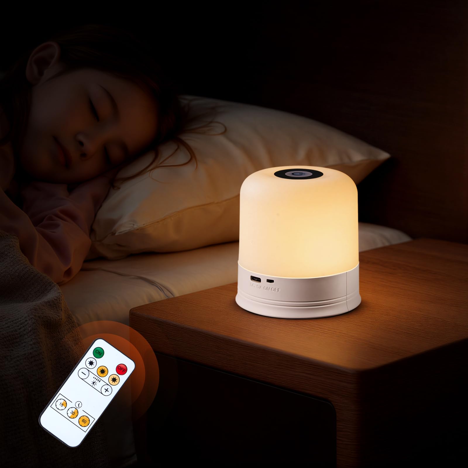 Portable Night Light USB Rechargeable Small Desk Lamp 3 Brightness 1 Remote Touch Bedside Cordless Table Lamp Portable