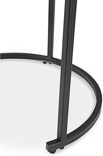 Miniatura 6 de Signature Design by Ashley Jusmour - Juego de mesa anidable moderna con otomana tapizada de piel sintética, juego de 4, color blanco y negro