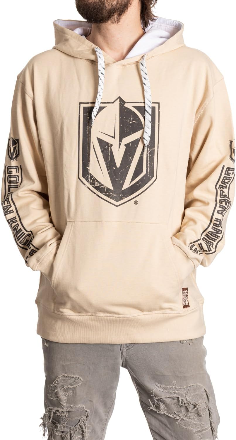 Calhoun NHL Men's Retro Heritage Pullover Hoodie | Cotton Fleece, Classic Front & Sleeve Prints