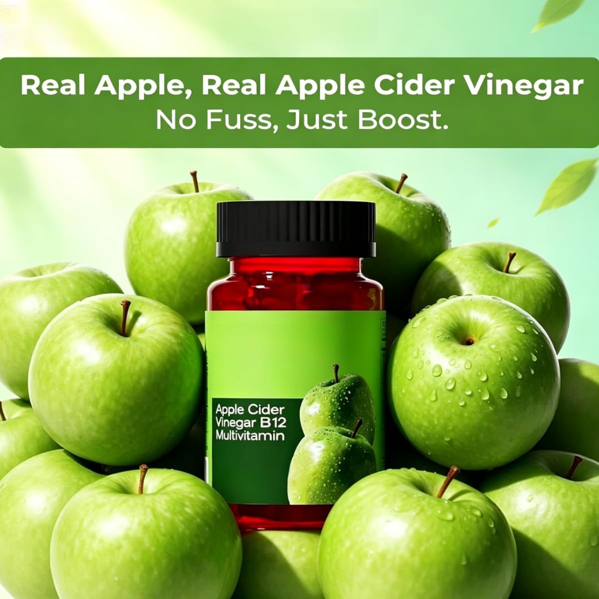 Vinagre de sidra de manzana B12Multivitamina-Cuidado digestivo intestinal | Mejorar la condición de la piel; aliviar la fatiga; mejorar la indigestión; aliviar las molestias gastrointestinales.
