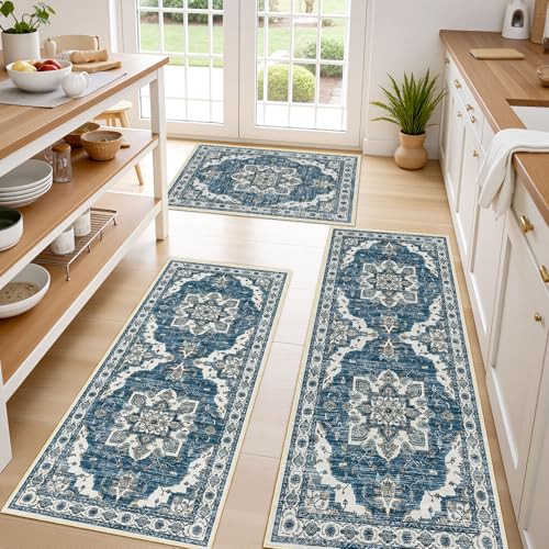 Tritard Non Slip Kitchen Rugs Sets of 3 Washable Kitchen Rug Boho Kitchen Mats...