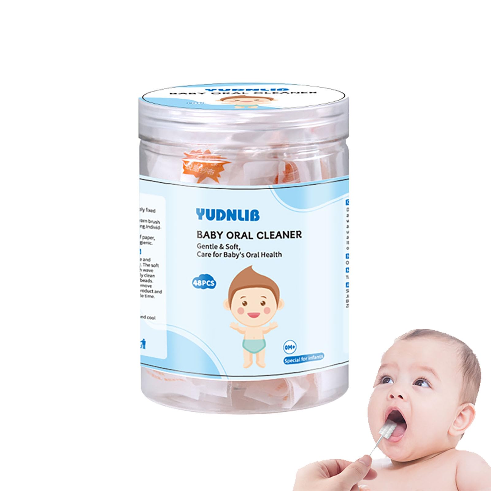 48 piezas de limpiador de lengua de bebé, cepillo de dientes desechable de gasa suave, limpiador de boca para bebés de 0 a 36 meses, cuidado dental para recién nacidos
