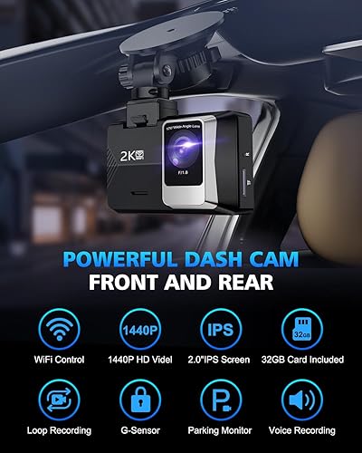 Miniatura 4 de Dash Cam delantera y trasera 2K, negro