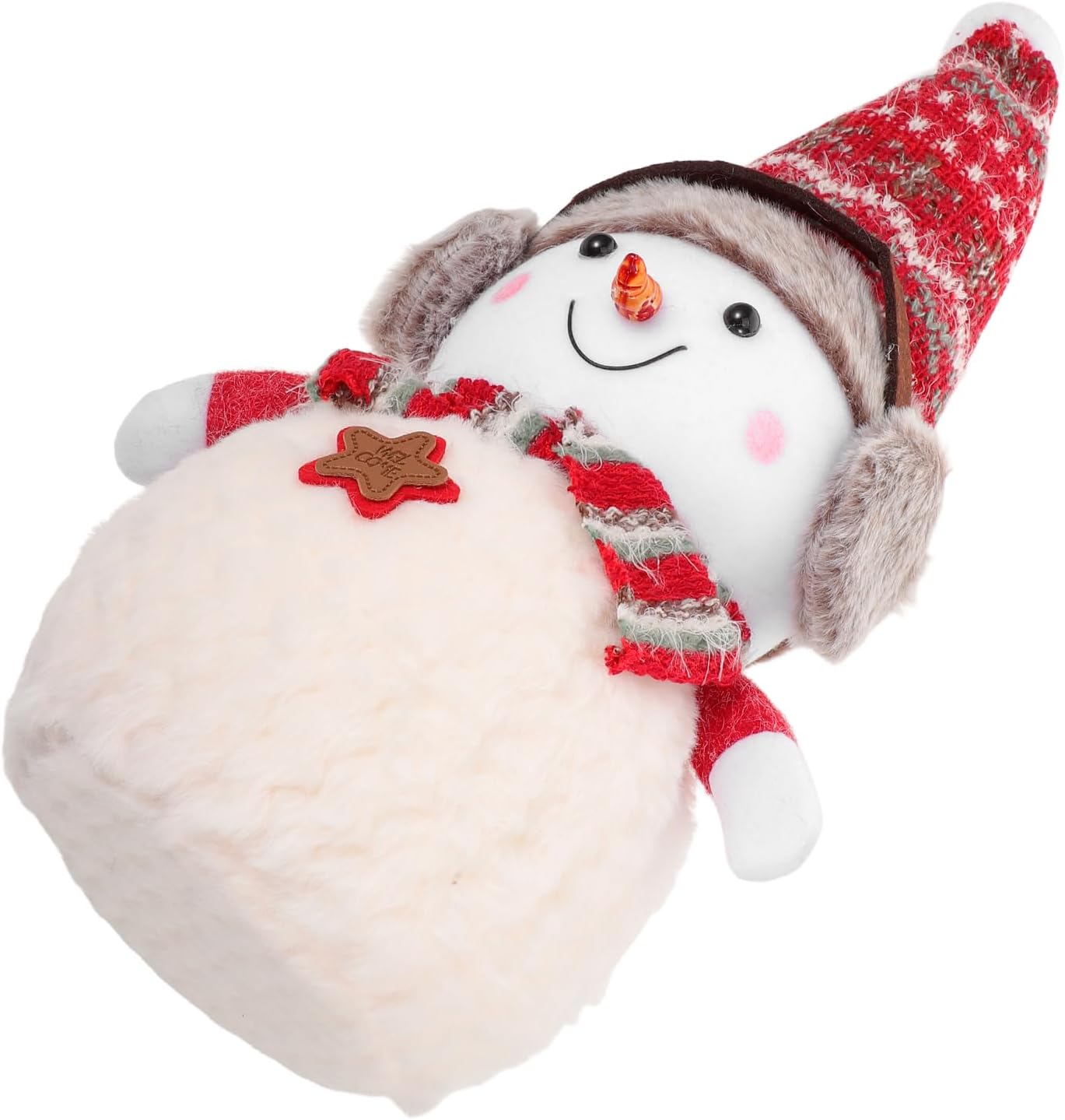 LOGOFUN 2PCS Christmas Snowman Decoration with Ear Muffs Holiday Tabletop Ornament for Fireplace Centerpiece Xmas Party Favor - Medium