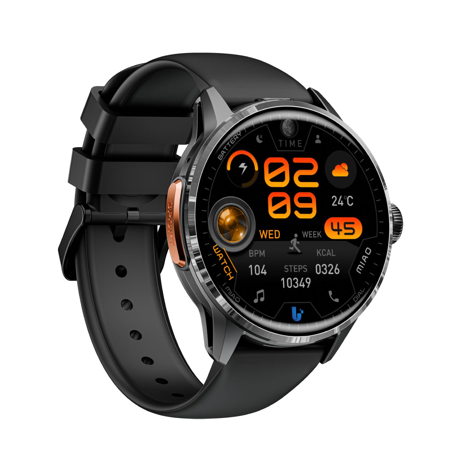 Jectse Smart Watch 4G LTE Smartwatch Cellulare 4G con Display HD da 1,6'' Fotocamera Rotante Batteria a Lunga Durata Modalità Multi Sport Chiamate SIM NFC per Uomo Donna (BLACK)