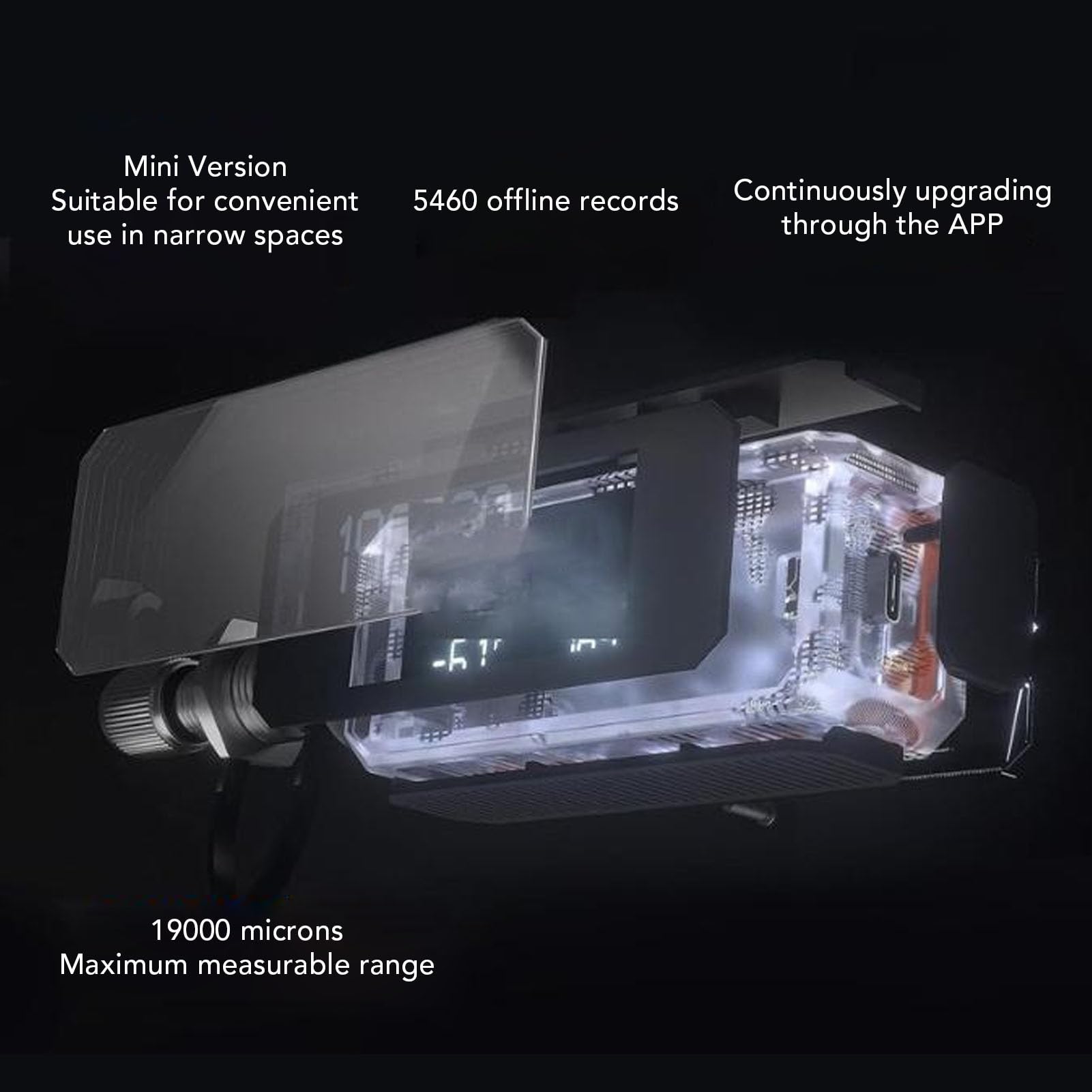 Medidor de Vacío Digital Inalámbrico de Alta Precisión con Control de Aplicación para Pruebas de Fugas del HVAC, Rango de 0-19000 Micras, Batería de Litio Recargable, Material ABS