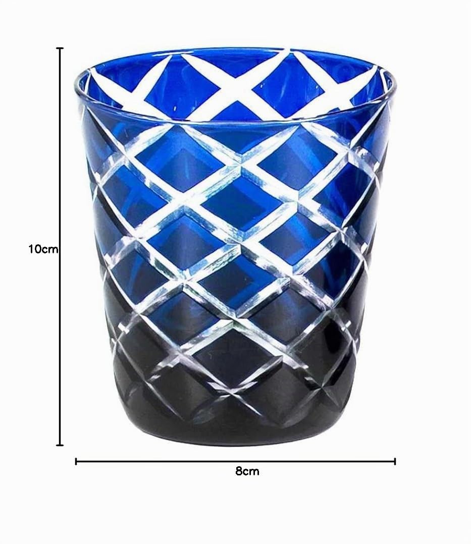 EDZARD 6er Set Kristallglas Dio, blau, Höhe 10 cm, Füllmenge 230 ml, handgeschliffen, Überfangtechnik - Teelichthalter, Trinkgläser, Wassergläser, Whiskeygläser, Eiskaffee Gläser