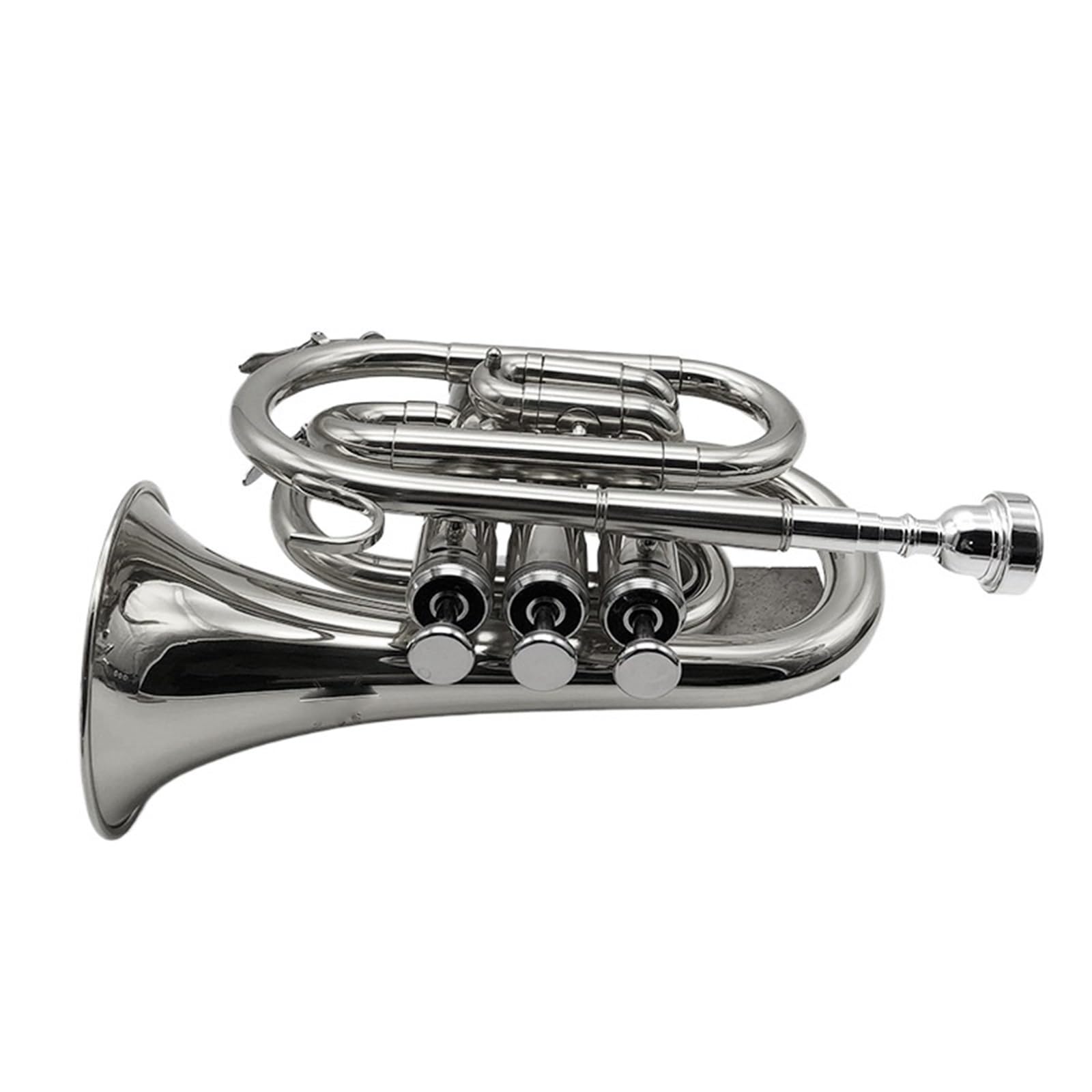 Trąbka Srebrna Trąbka B-płaska Trąbka Palmowa Mini Kieszonkowa Trąbka Mikro Niklowany Instrument Muzyczny
