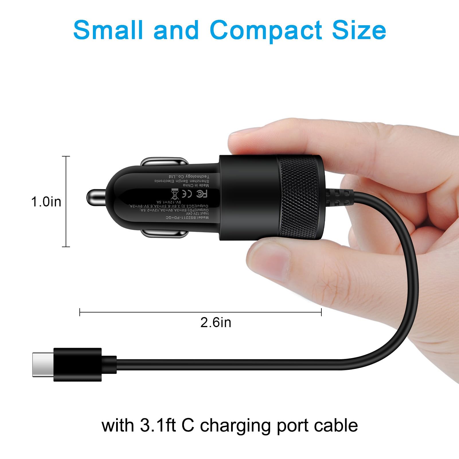 Adattatore caricabatterie da auto veloce per Motorola Razr Ultra 2025, Moto G Stylus/Power/Play 2025 2024 5G, caricabatterie veloce per Edge, Edge+, Edge Plus 2022 2023 2024, con cavo da 91 cm