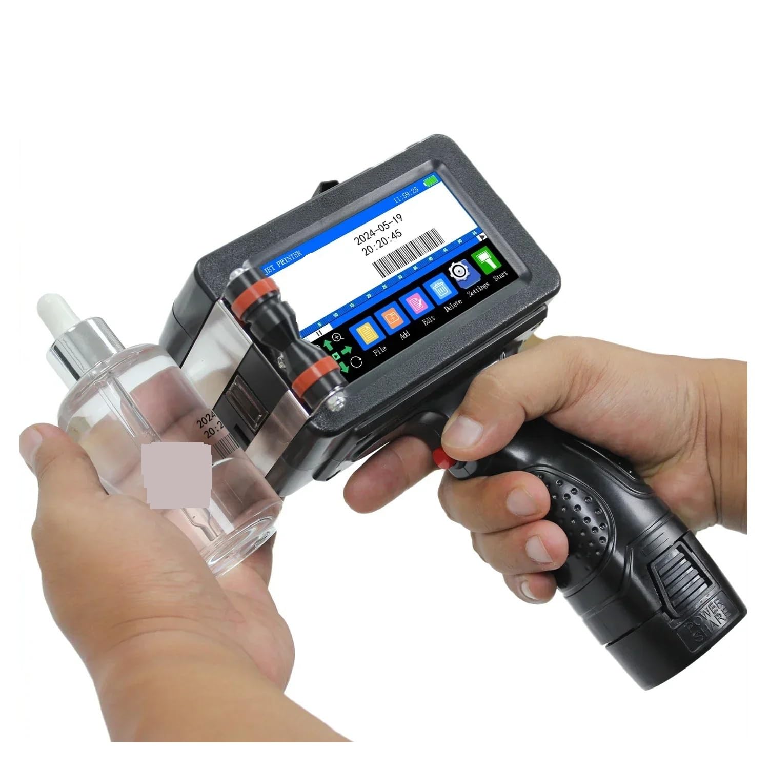 Impresora de inyección Tinta portátil Mano con Secado rápido, Impresora Etiquetas Logotipo, número Lote y código Barras,Resistente a caídas(12.7mm)