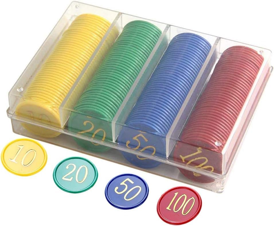 Oasisgalore 160Pcs Plastic Chips Set with Box in 4 Colors for Math Counting Learning Number Training for Children Kids