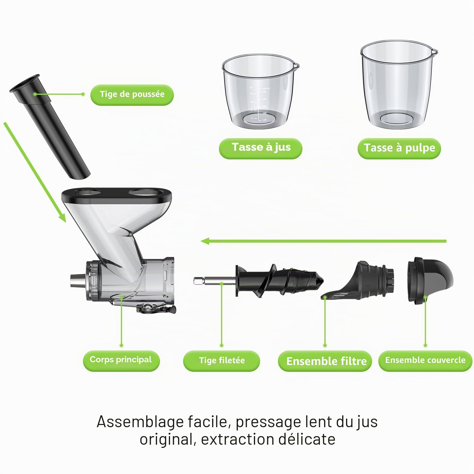 TPGSING Fixation pour presse-agrumes à mastication pour KitchenAid Mixer, séparation des résidus de jus, presse-agrumes pour KitchenAid, Attachement pour Kitchen Aid centrifugeuse lente avec putter