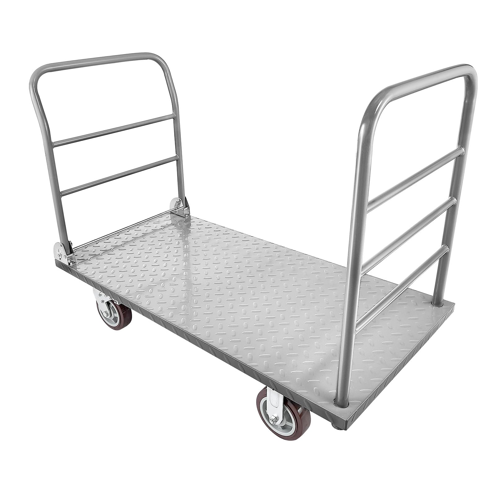 VEVOR Carrello da Trasporto a Piattaforma Capacità Carico max. 1202,02 kg, Carrello con Pianale Maniglia Doppia Pianale per Trasporto di Pacchi Merci Traslochi 1220 x 610 x 920 mm Ruote Girevoli