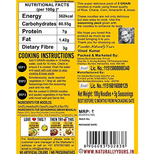 Image of naturally yours Multi millet & 5 Grain Noodles combo, Vegetarian, 180 gram