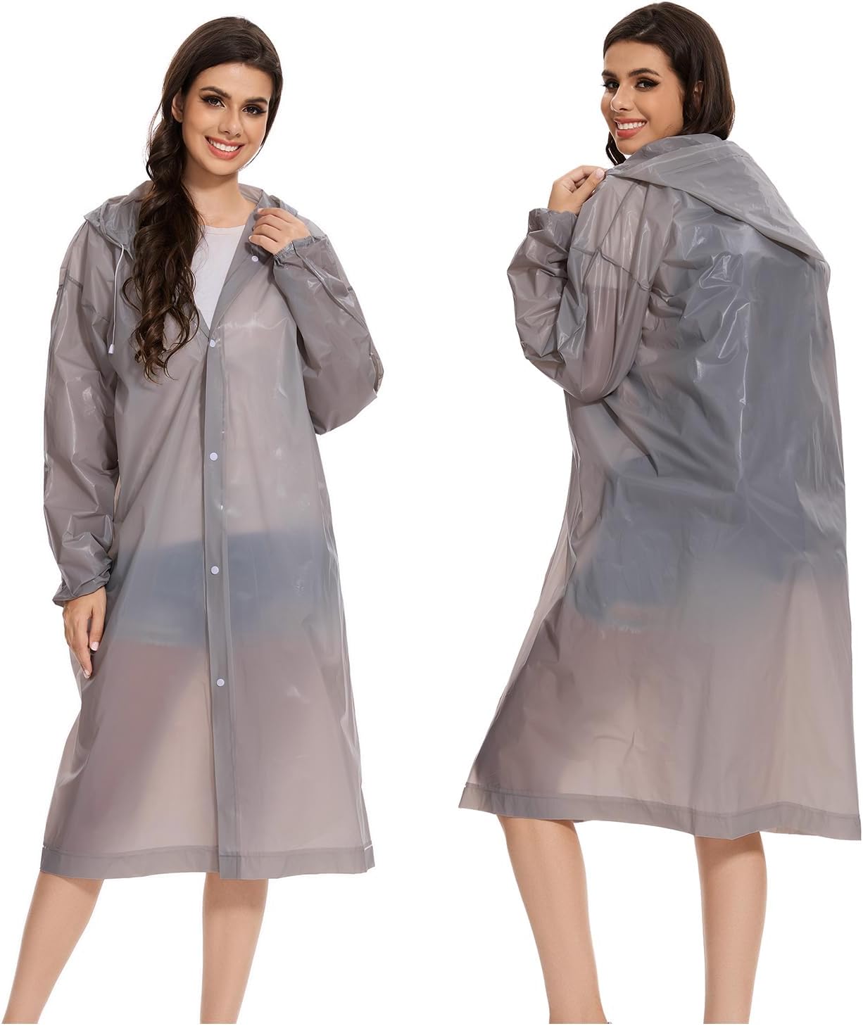 Rain Ponchos for Adults Women Men Reusable ，2 Pack EVA Raincoats，Portable Packable Rain Jackets with Drawstring Hood - Image 5
