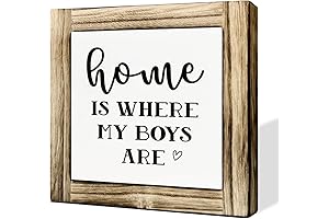 Home is Where My Boys Are Wooden Sign, Family Wall Decor