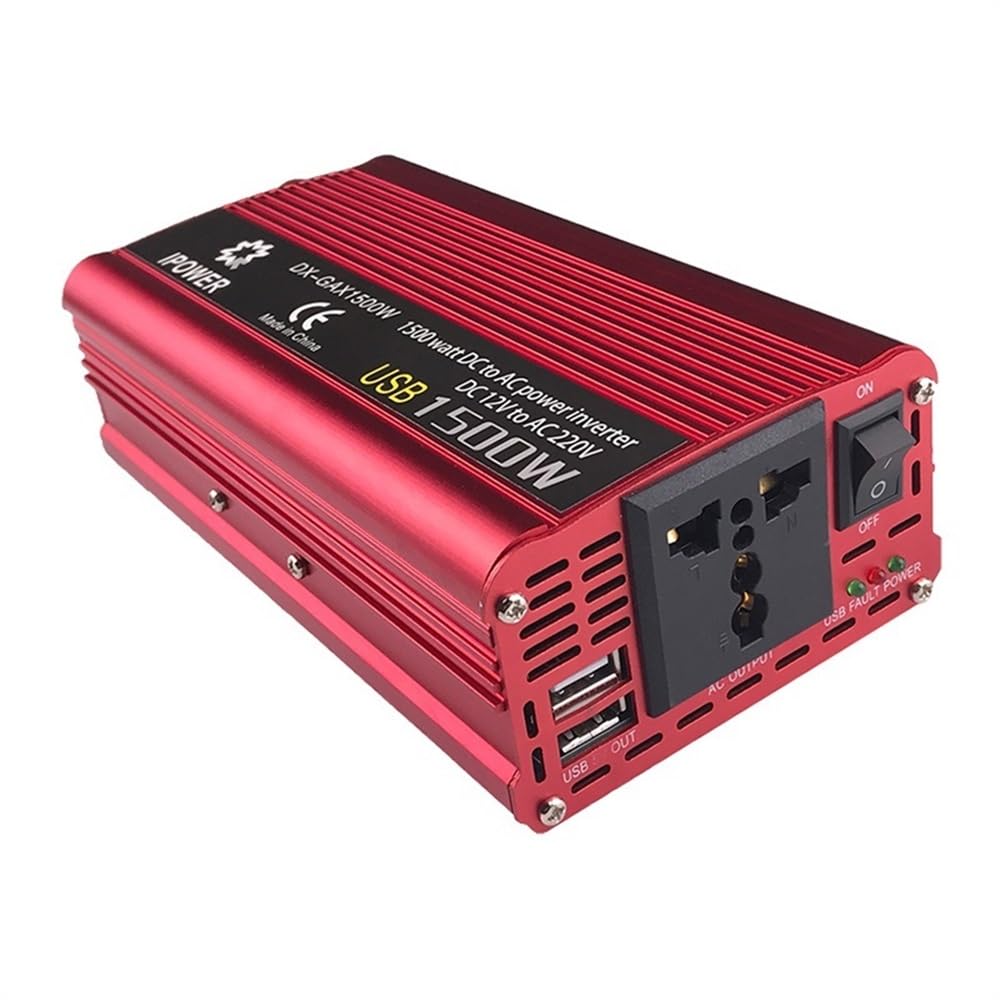 Inversor Inversor de Coche 1500 W/2000 W/2600 W CC 12 V/24 V a CA 220 convertidor Adaptador Cargador portátil(2000W,12V)