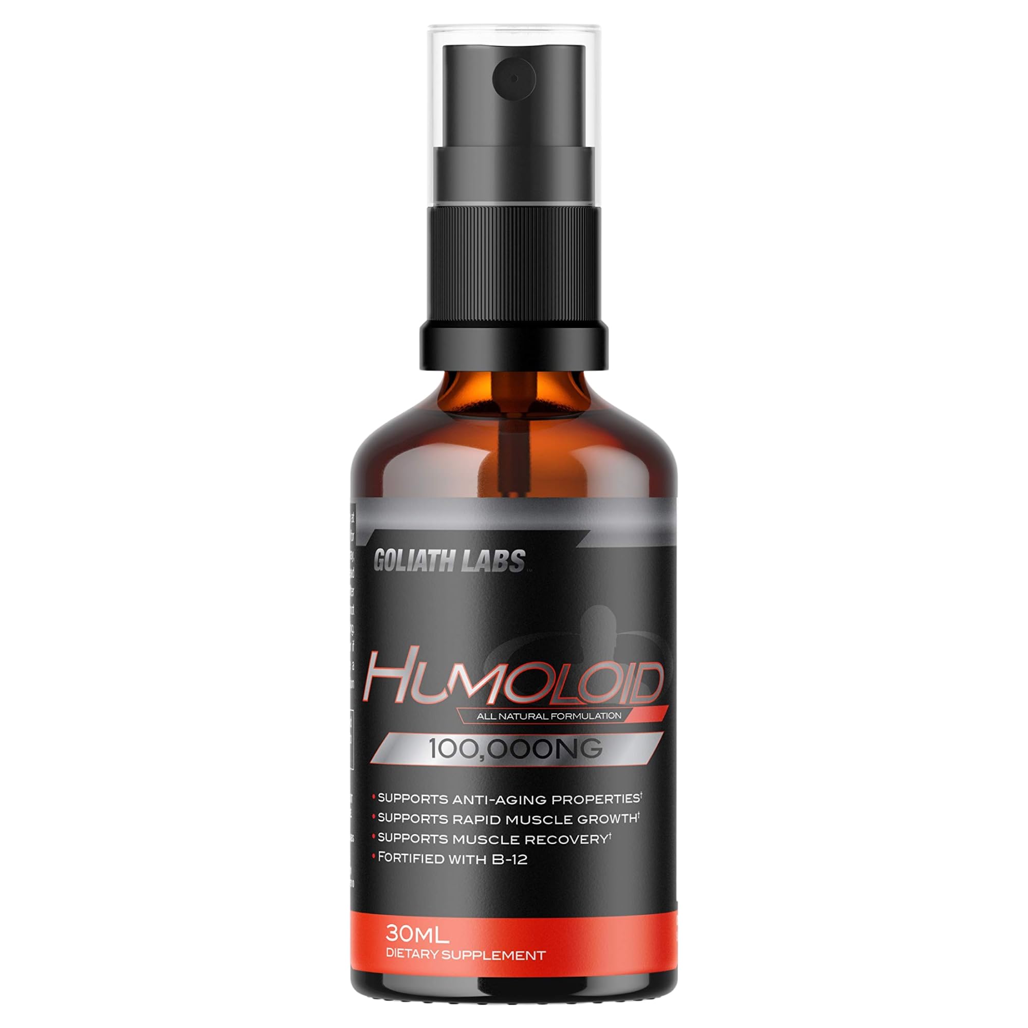 Humoloid B-12 Liquid – 30ml Citrus Oral Spray for Increased Energy, Muscle Growth, Faster Recovery, Youthful Vitality & Immune Support – Fortified with B-12 for Wellness – 30-Day Supply, Made in USA