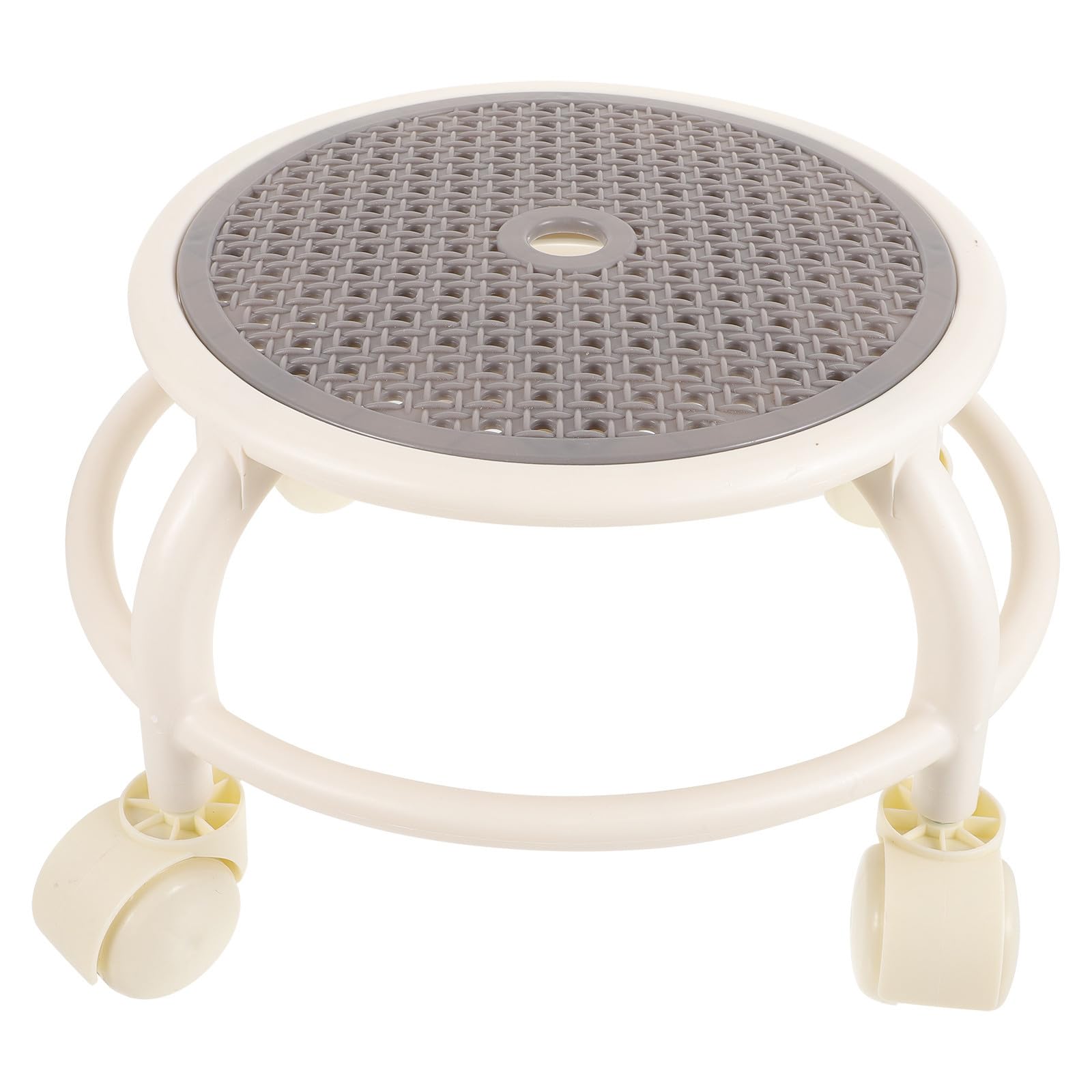 PRETYZOOM Tabouret avec Capacité de Charge Élevée à roulettes Pivotant Bas Rond en Plastique Robuste pour Usage Salon de Pédicure Domicile