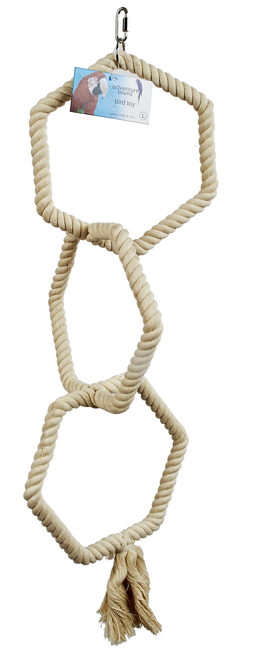 HEXAGONAL TRIPLE COTTON ROPE BIRD PARROT TOY SWING PERCH CAGE TOY GREY AMAZON