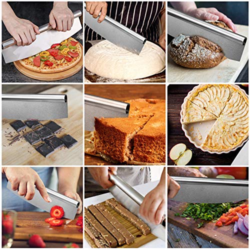 14 inch Pizza Cutter Rocker Slicer with Protective Cover, Pizza Chopper Accessories Set of Sharp Blade, Premium Stainless Steel Pizza Knife Tools for Kitchen by Lascritta (14 inchs)