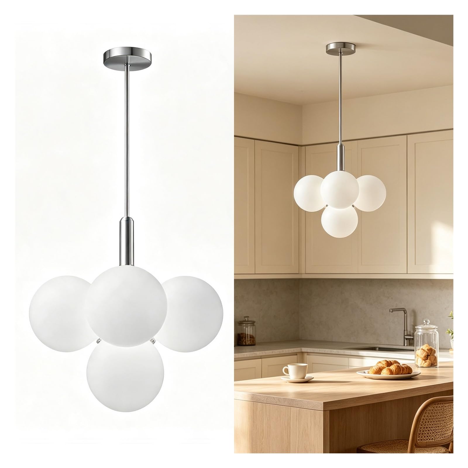 LUOYAOB Gold Globe Chandelier Bubble Pendant Light Glass Fixture