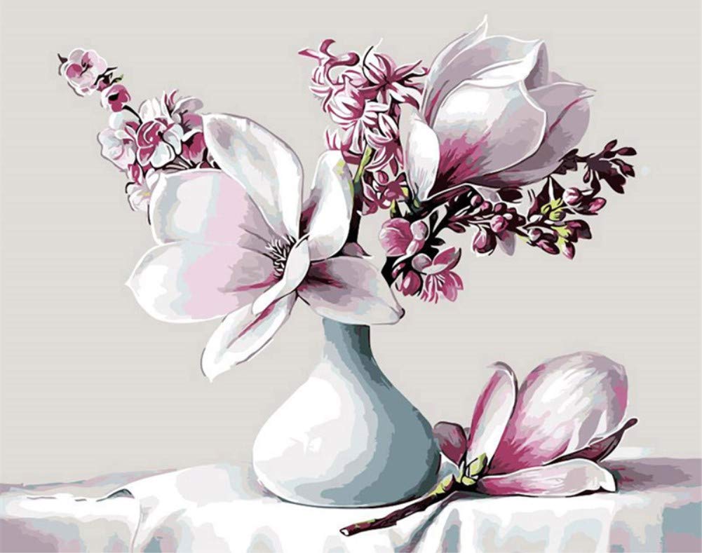 Dipingere con i Numeri Adulti, Magnolia Kit di Pittura Acrilica Fai-da-Te per Adulti Principianti, 180x100cm Kit Paint by Numbers Adulti con Pennelli Pittura a Pigmento Acrilico, Senza Cornice (Retrò