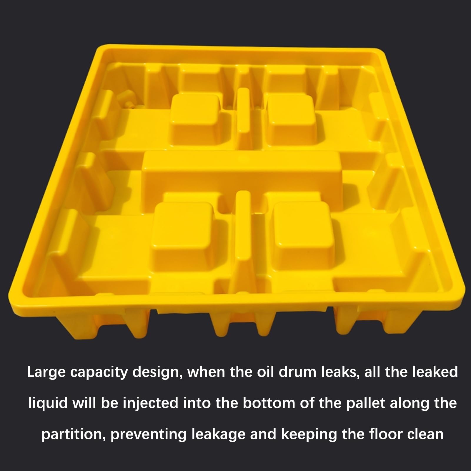 Plateforme modulaire de rétention des déversements - Bac de rétention d'huile Durable en polyéthylène Jaune et Noir, Solution de Stockage Industriel étanche pour Un Nettoyage et Un
