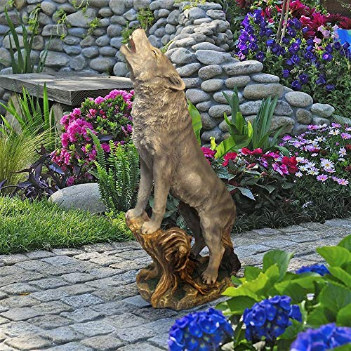 Design Toscano Howling Lone Wolf Garden Animal Statue, 35 Inch, Polyresin, Full Color #TOP1