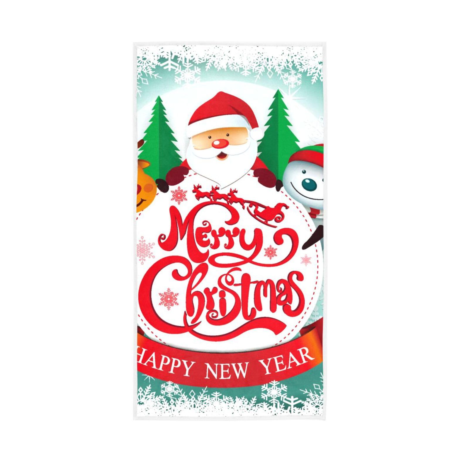 HUYGD Smiling Snowman Santa Kitchen Hand Towels, 15 x 30 Inches Decorative Towels Printed Hand Towels, Workout Towels